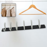 Wall Door Hook Rail | 6 Hook Hanger for Clothes & Hats | With Eco-Friendly Adhesive